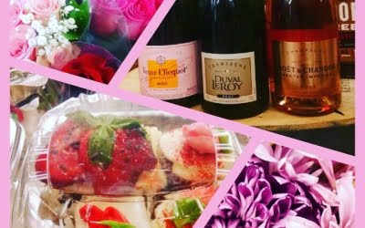 #valentinesday goodies @calandrosmkt Perkins! #champagne #strawberries #bakery #wine #flowers #itsallhere