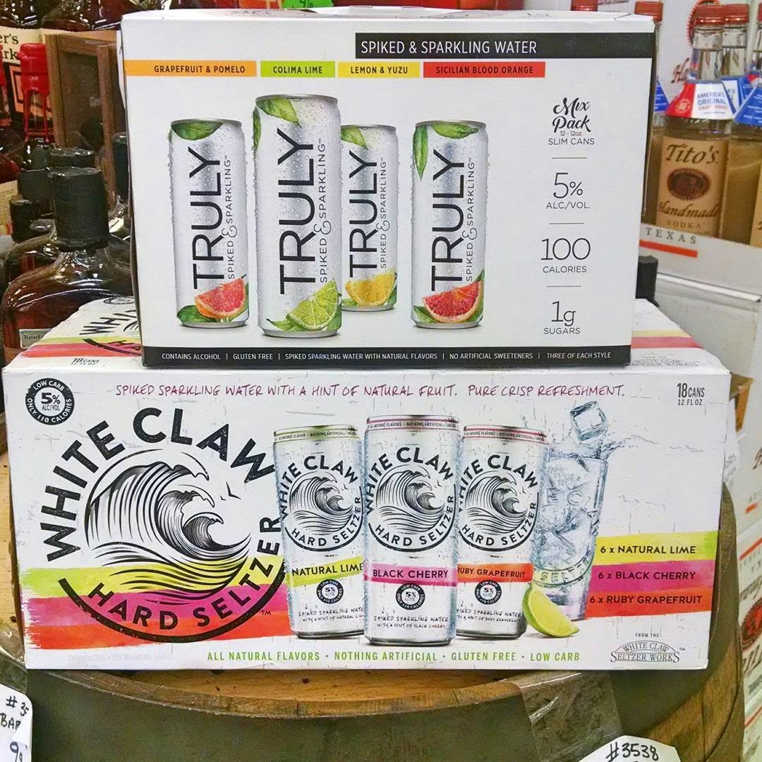 Beat the heat with refreshing spiked soda water! @trulysparkling and @whiteclaw are available at our…