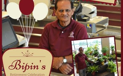 Mr. Bipin, our beloved original cashier and floral guru at Calandro’s Perkins is retiring and…