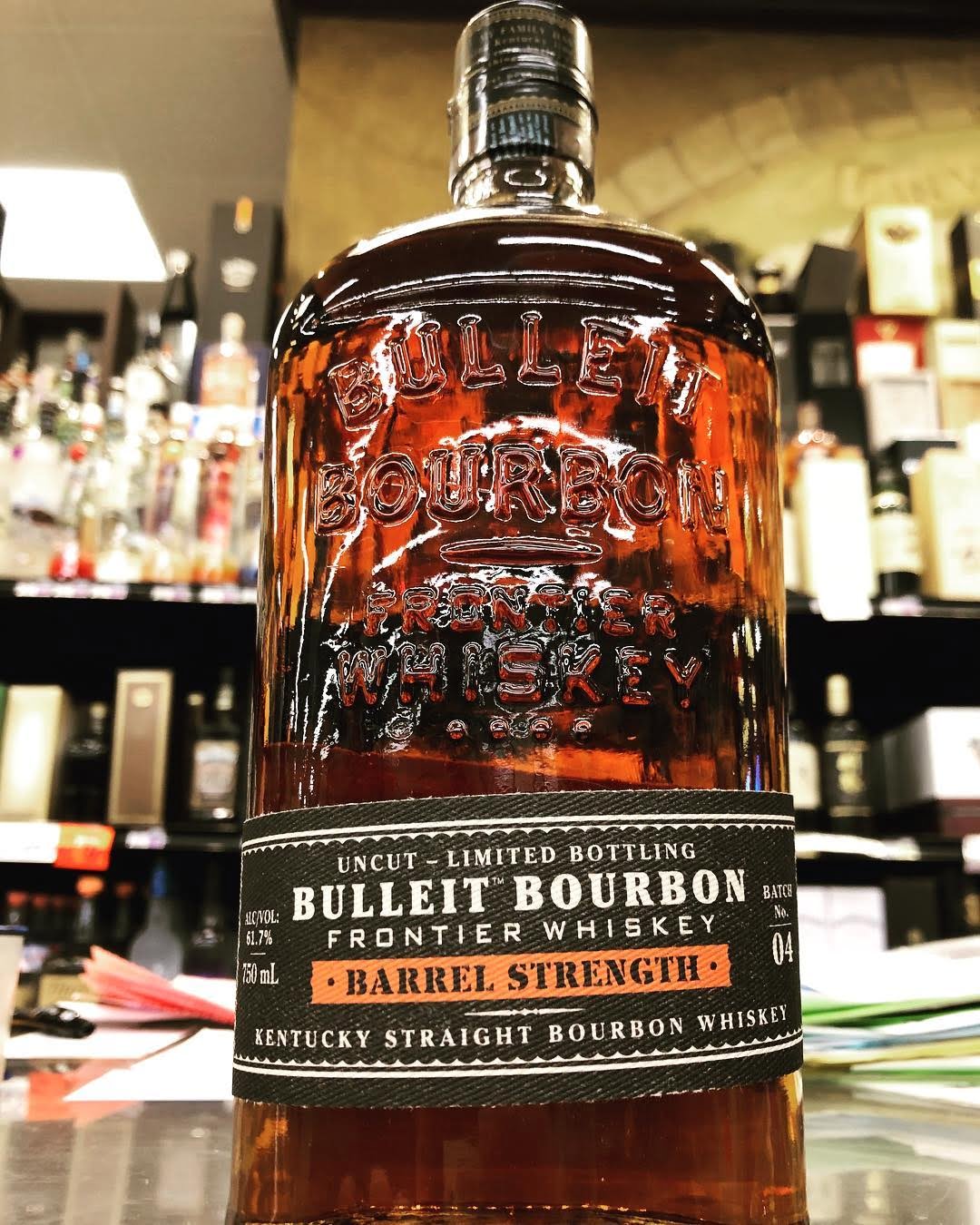 @bulleitwhiskey Limited Bottling Barrel Strength is now available at our Perkins Rd location! Clocking in…