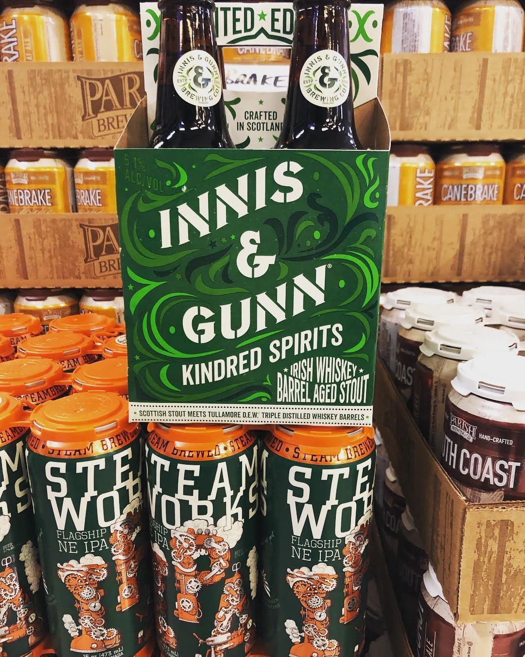 @innisandgunnusa Kindred Spirit stout aged in Irish whiskey barrels and @steamworksbrewing New England IPA is…