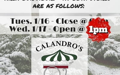 Calandro’s Winter Weather & Hours Update #2: We will definitely be open at 1pm at…