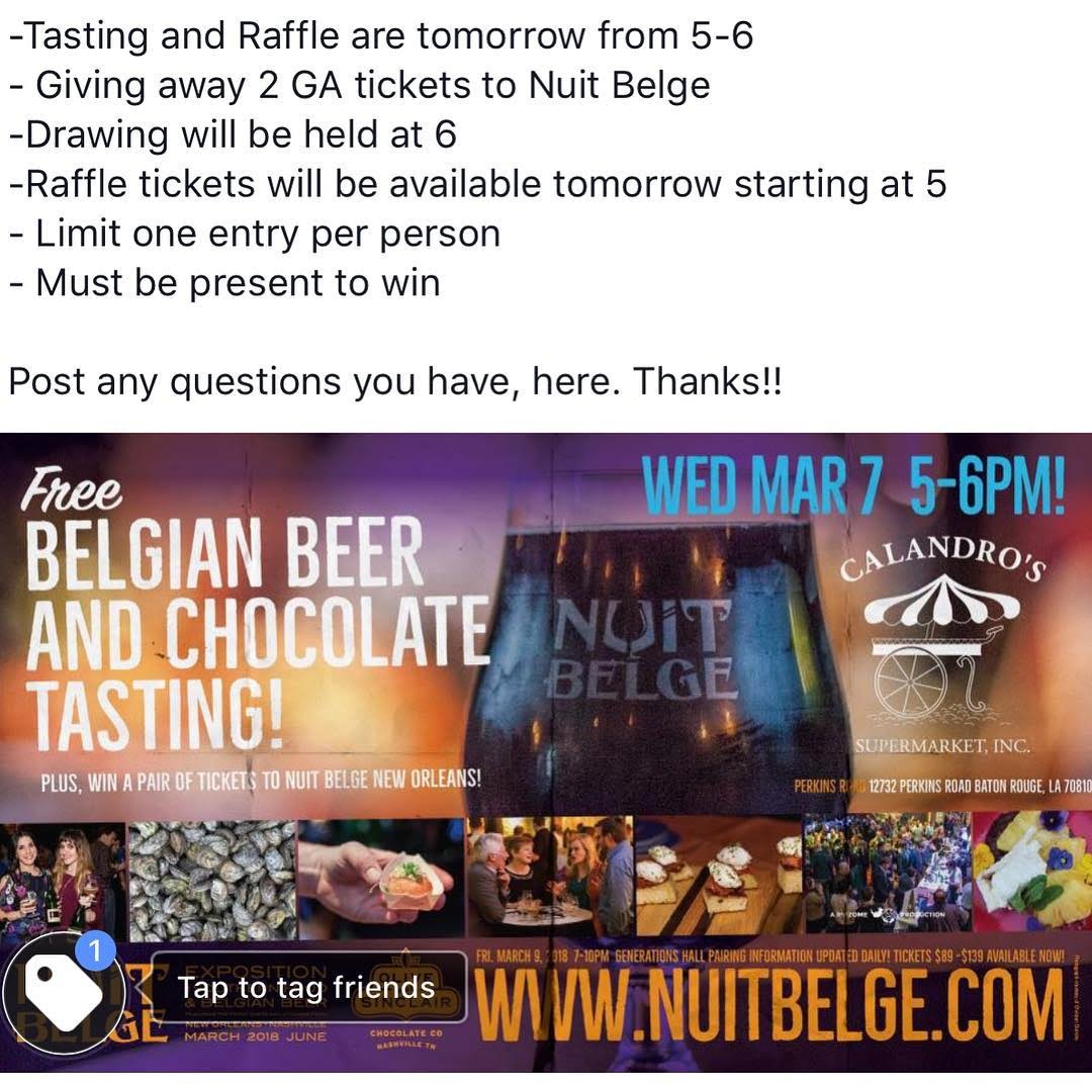 Nuit Belge Raffle info posted in the picture! Hope to see everyone tomorrow at 5…