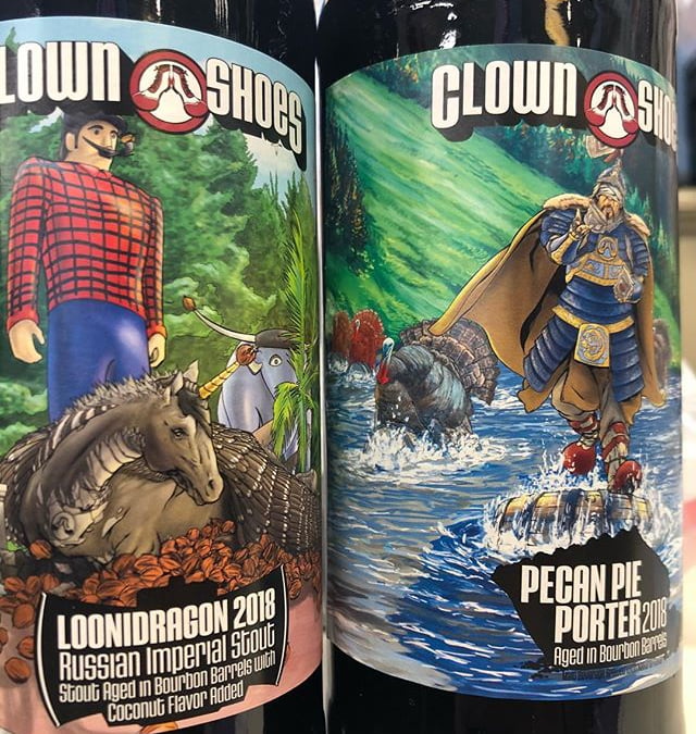 @clownshoesbeer Loonidragon RIS Aged in Bourbon barrels with Coconut and Barrel Aged Pecan Pie Porter…