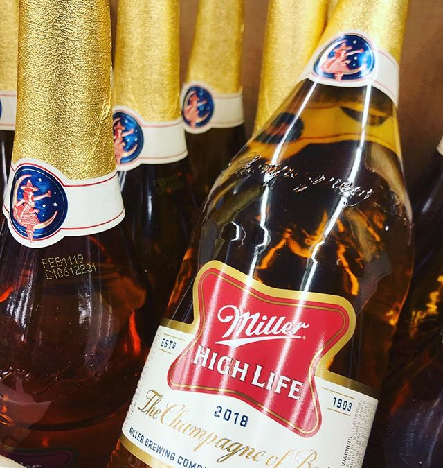 Miller High Life Champagne bottles are now available at our #midcitybr location! #champagneofbeers #beer #nota40