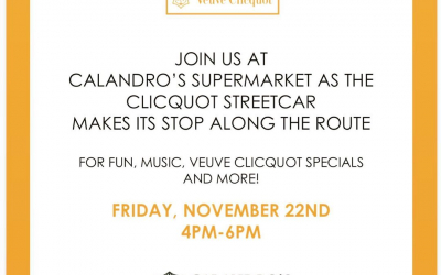 Veuve Clicquot’s New Orleans Inspired streetcar will be making a stop by Calandro’s at Government…