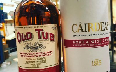 It’s whiskey Wednesday at our Perkins Rd location! First is the much anticipated relaunch of Old Tub Bottled in Bond and the new release of @laphroaig Càirdeas finished in Port