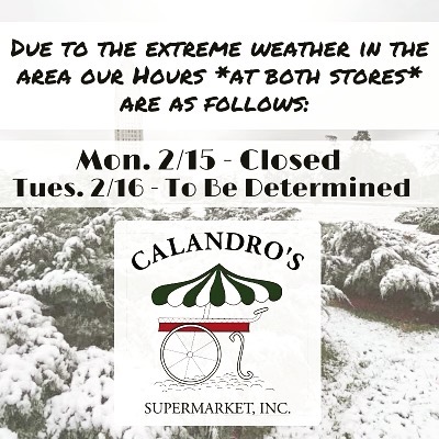 Here are store hour updates for both locations tomorrow, Monday, February 15th. We will keep