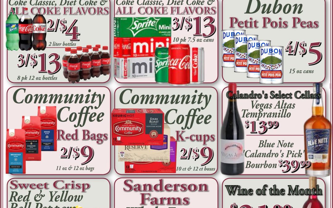Calandro’s Amazing Steals and Deals for This Week!                         (12/1/2022 – 12/6/2022)