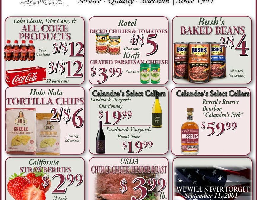 Amazing Weekly Deals @ Calandro’s this week (09/06)